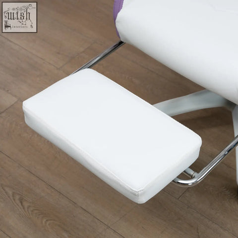 White rectangular footrest with smooth padded surface and chrome frame for vinsetto gaming chair with lumbar pillow included
