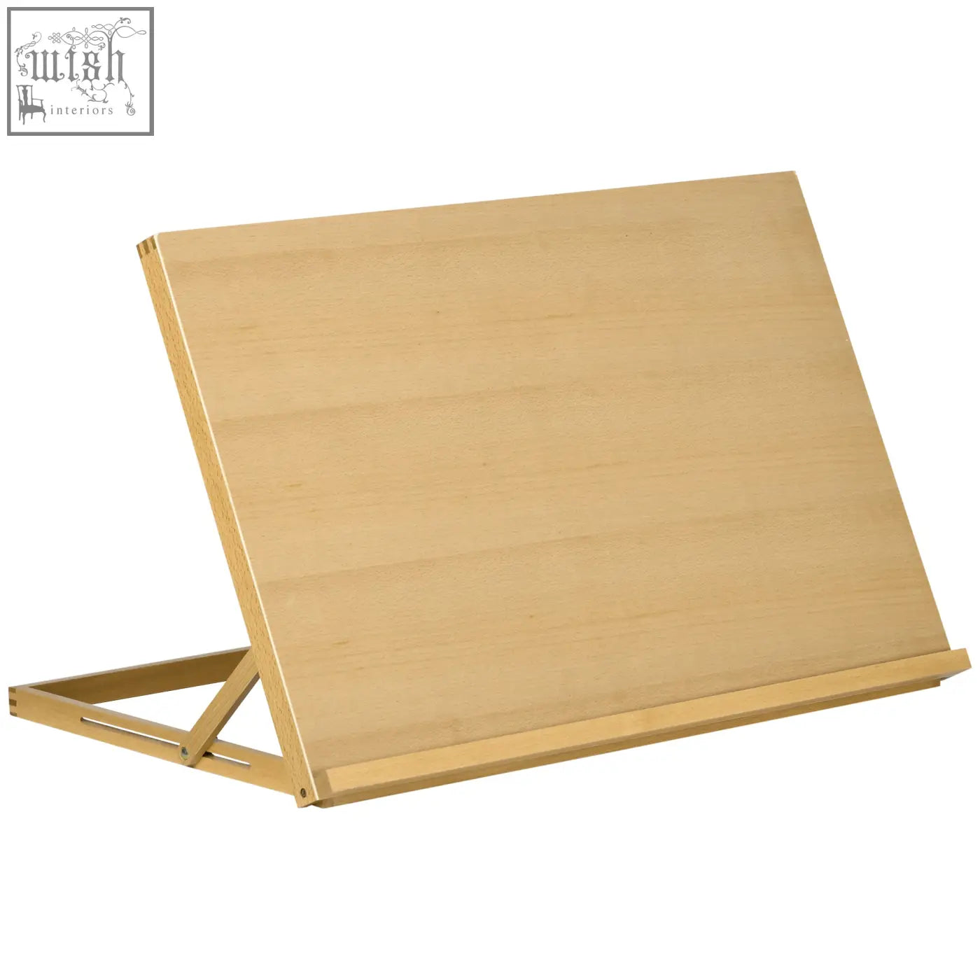 Light-colored beechwood desktop table with adjustable angle portable folding design for artists and beginners