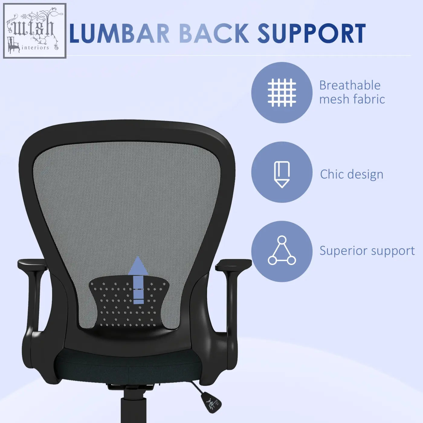 Black vinsetto ergonomic office chair with breathable mesh back and lumbar support pad for comfortable desk use