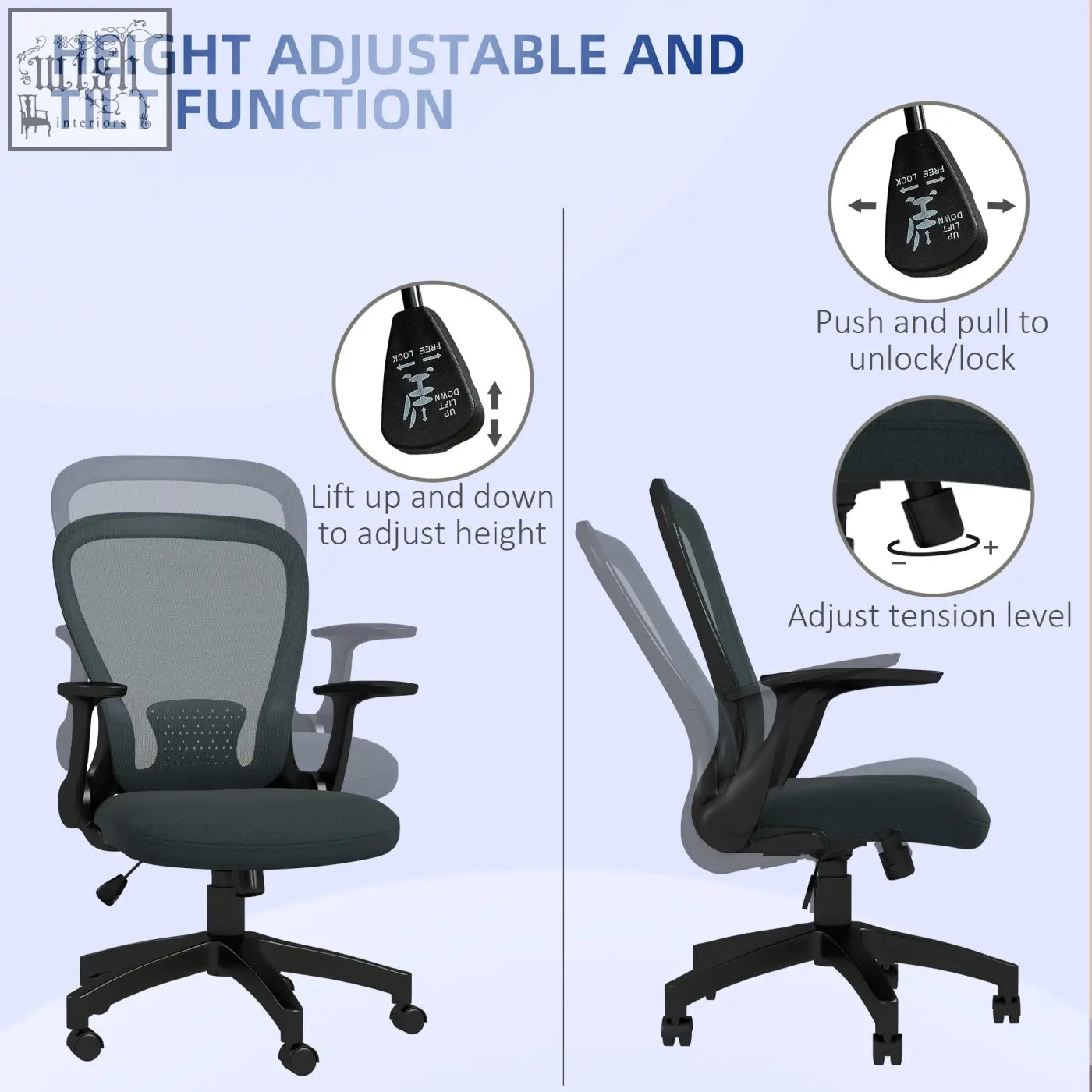 Black vinsetto ergonomic office chair with height-adjustable mesh back and padded seat for comfortable desk use
