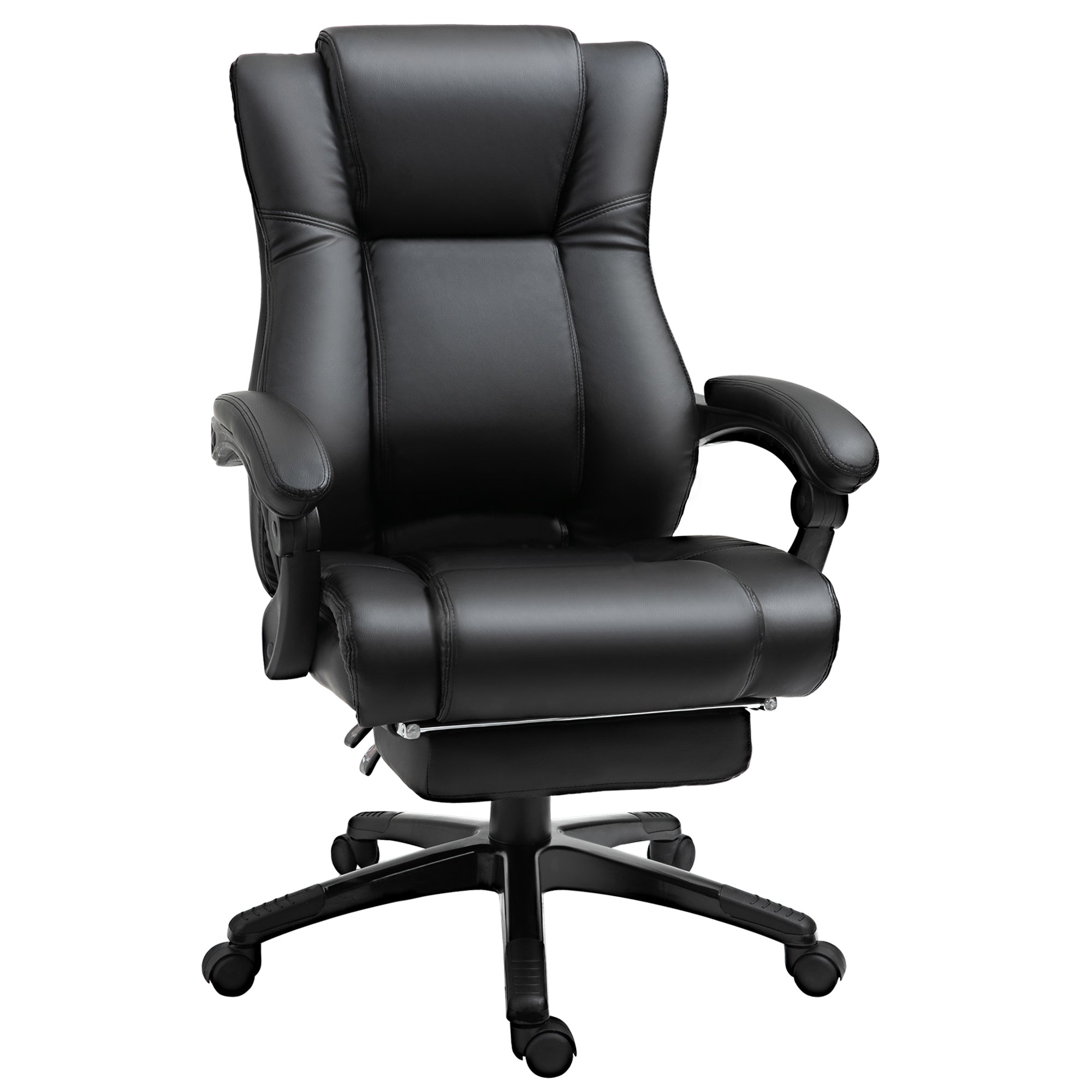 Vinsetto executive office chair in black pu leather with swivel, adjustable height, footrest, and extra comfort design