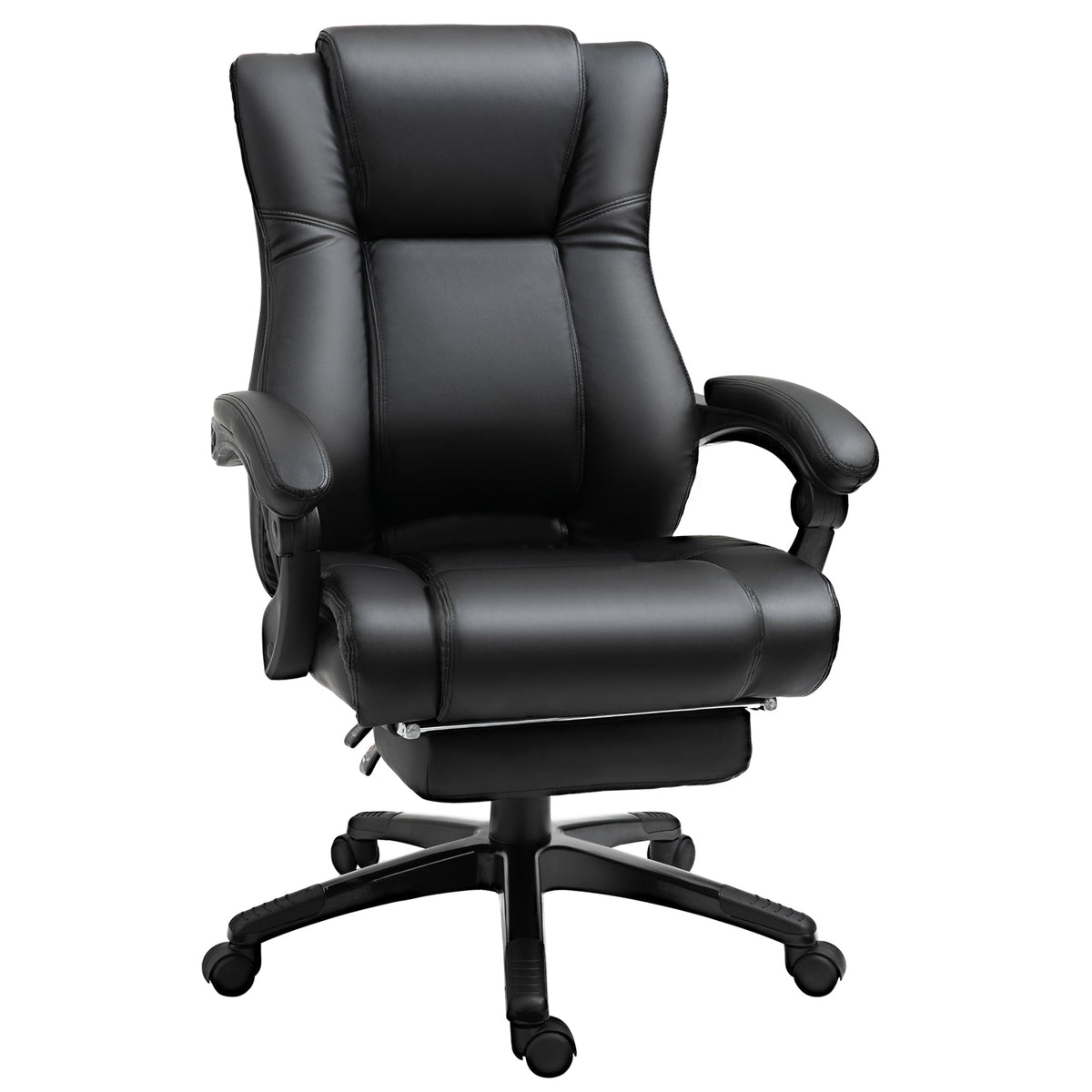 Vinsetto executive office chair in black pu leather with swivel, adjustable height, footrest, and extra comfort design
