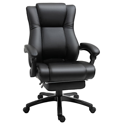 Vinsetto executive office chair in black pu leather with swivel, adjustable height, footrest, and extra comfort design