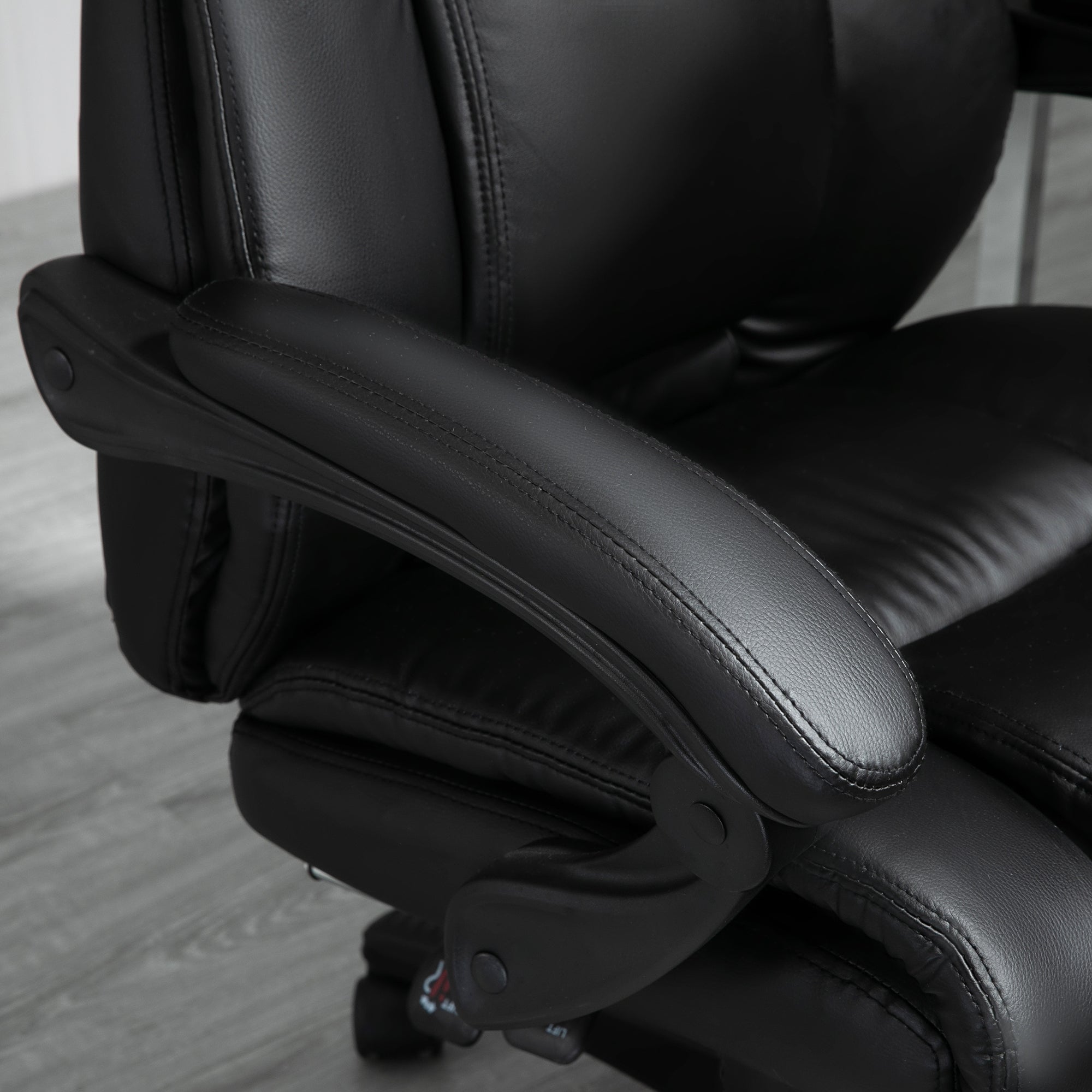 Vinsetto executive office chair in black PU leather with stitched line design and padded armrests for extra comfort