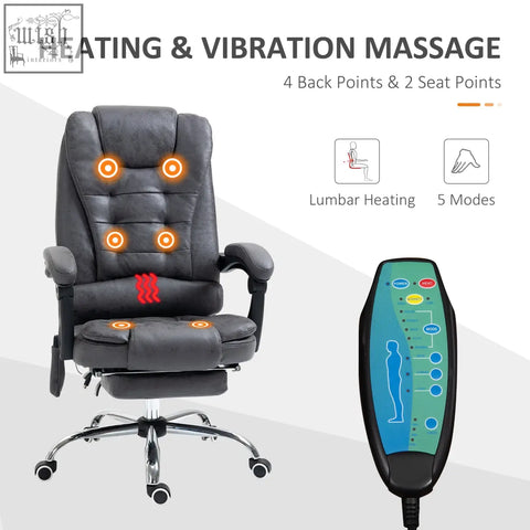 Vinsetto dark grey leather office chair with heating and 6 point vibration massage for ergonomic comfort