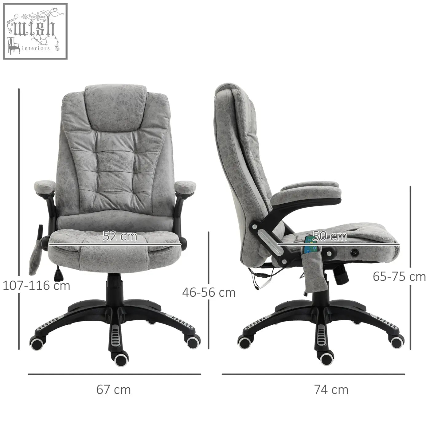 Gray vinsetto massage recliner chair features six massage points with quilted microfiber high back and swivel wheels