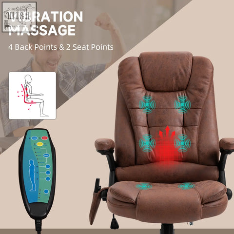 Brown vinsetto massage recliner chair features six massage points with vibration in leather-like microfiber cloth
