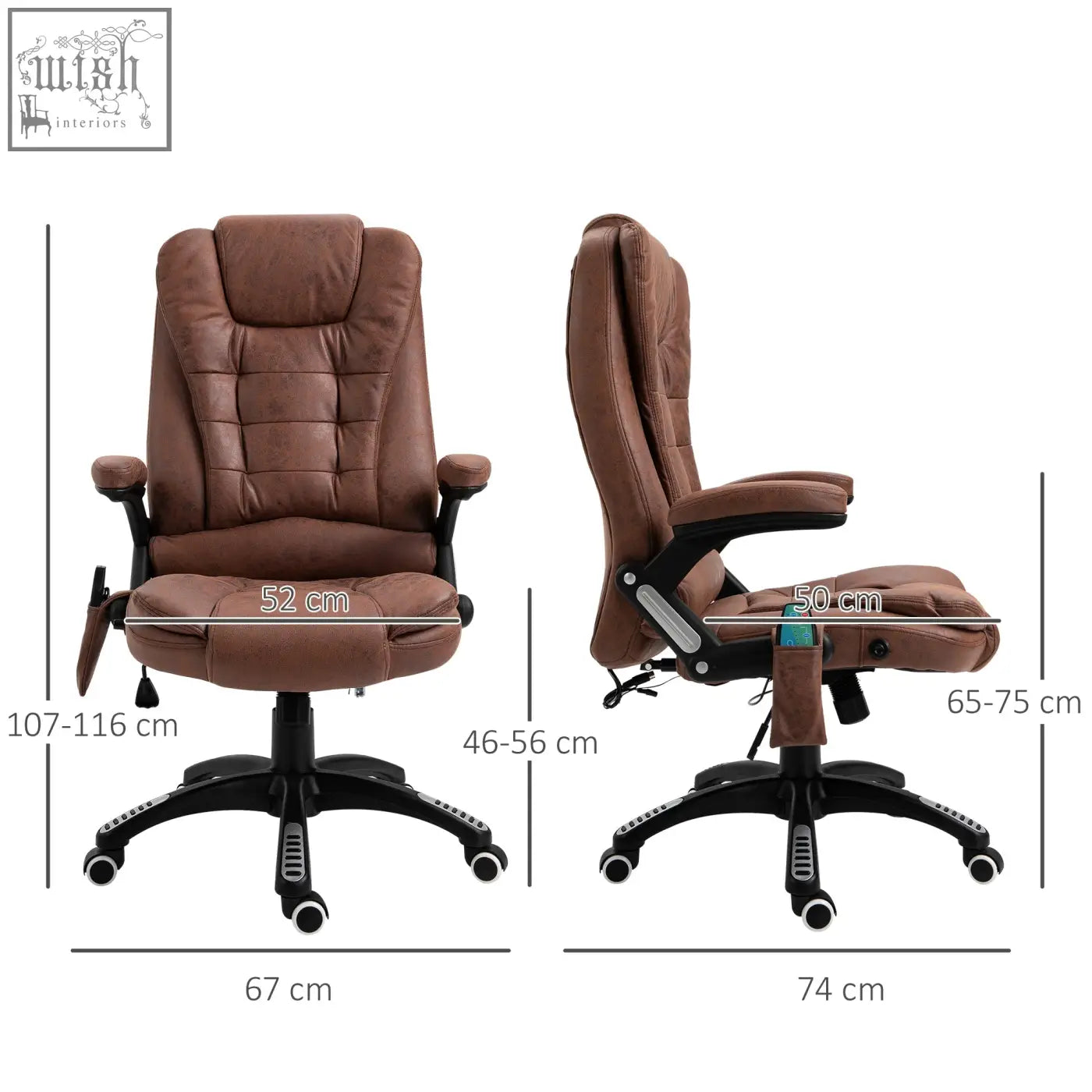 Brown leather vinsetto office chair features six massage points adjustable lumbar support and built-in heating features