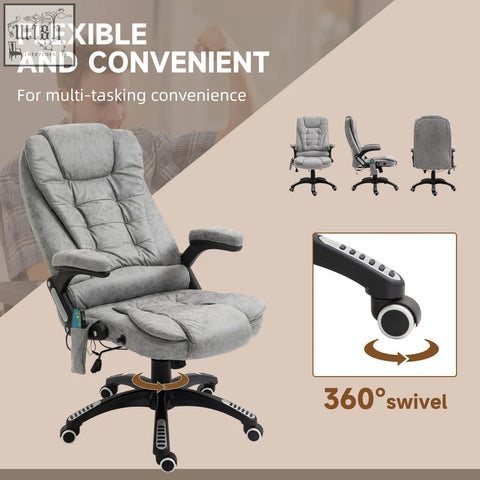 Gray vinsetto massage recliner chair features six massage points microfiber cloth with heated 360 degree swivel base