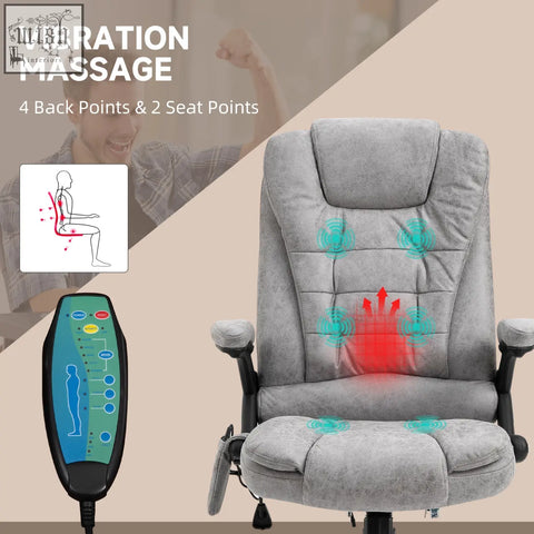 Vinsetto gray microfiber office chair features six massage points with vibration and includes black remote control