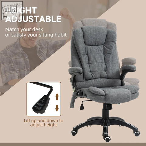Gray vinsetto massage recliner chair features six massage points with plush fabric and black metal base