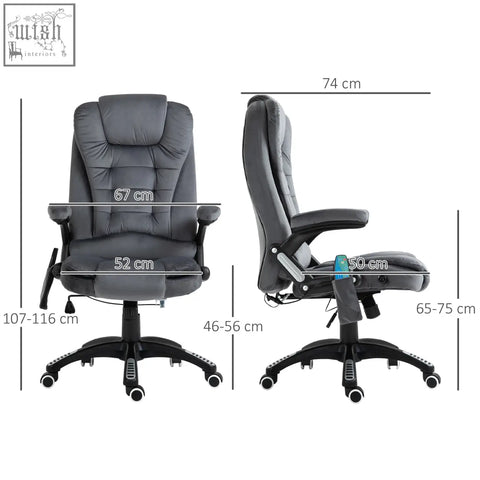 Black leather vinsetto office chair with adjustable lumbar support and six massage points for all-day comfort