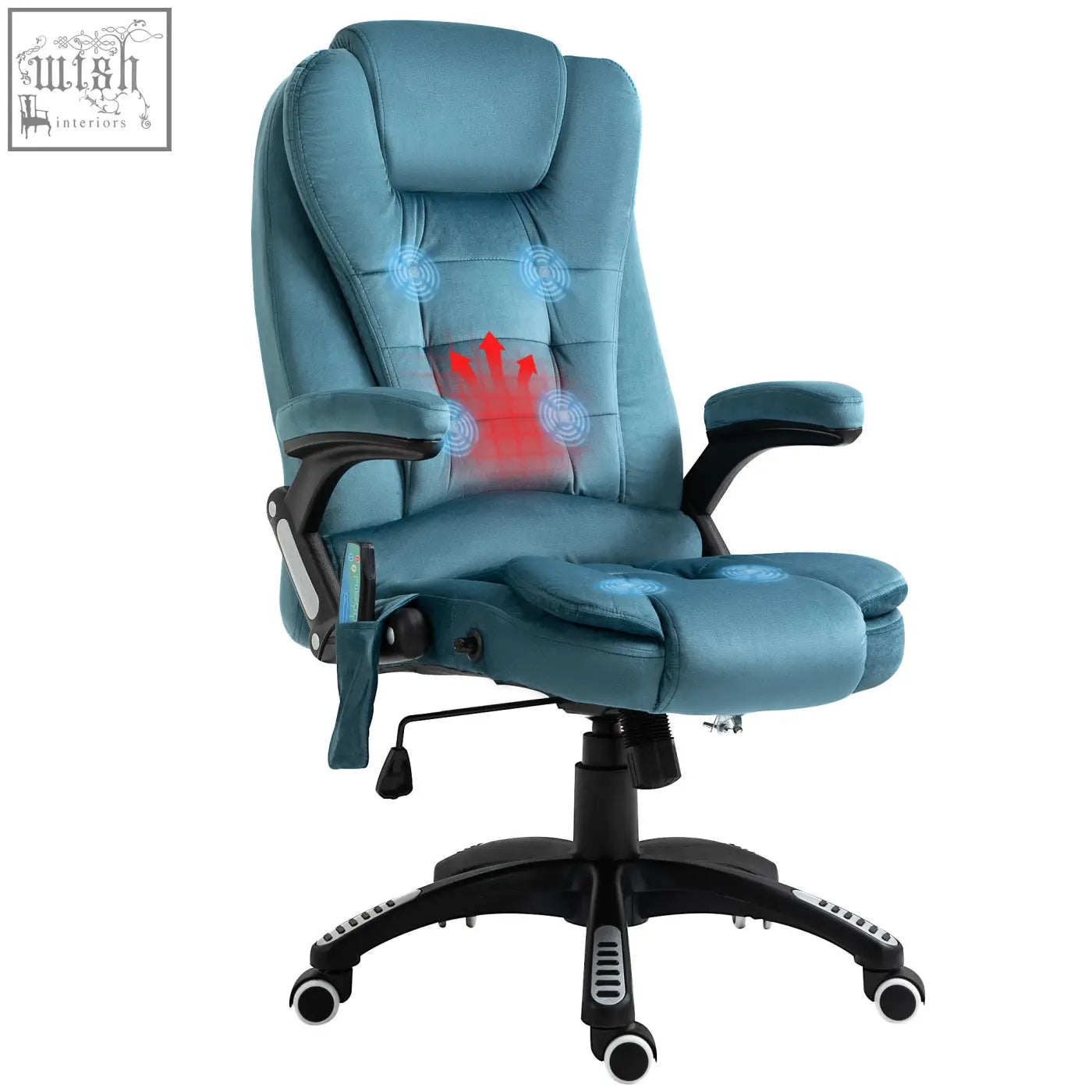 Blue vinsetto massage recliner chair features six massage points heated lumbar support and adjustable armrests