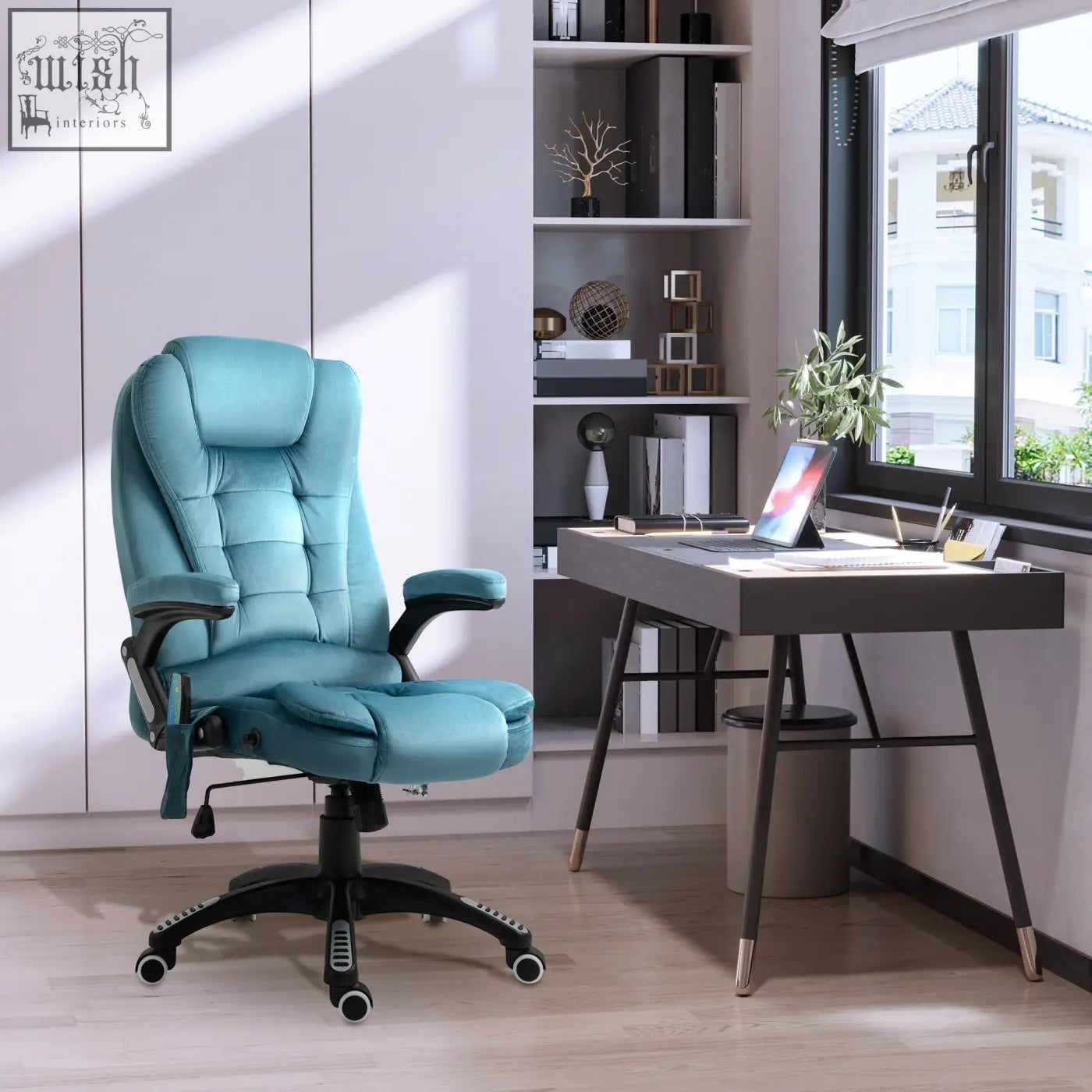 Turquoise vinsetto massage recliner chair with six massage points adjustable armrests and velvet-feel fabric