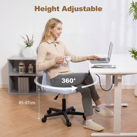 Vinsetto mesh office chair armless swivel in light gray mesh with adjustable height and black caster base for desk use