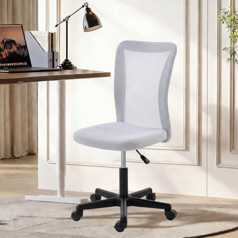 Light gray vinsetto mesh office chair with adjustable height black base and casters for desk use