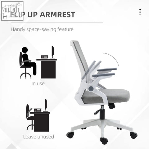 Vinsetto mesh office chair with gray mesh back, flip-up armrests, lumbar support, adjustable seat height, and swivel wheels