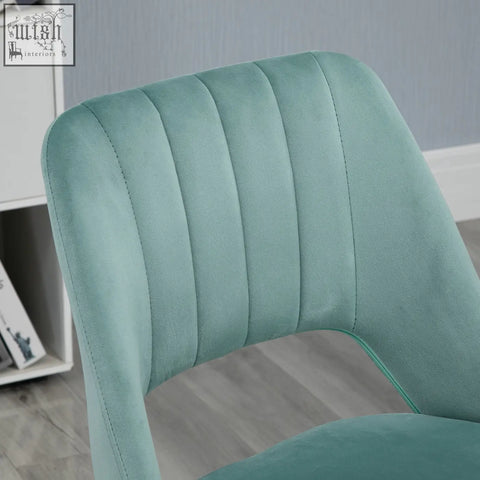Teal velvet mid back office chair with velvet-feel upholstery armless design and five wheels for home study use