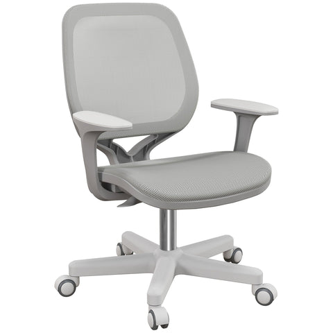 Gray mesh vinsetto office chair with white armrests adjustable height and 360 swivel desk chair for home office
