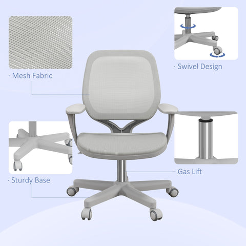 Vinsetto gray mesh office chair with breathable fabric swivel design and adjustable height for desk use