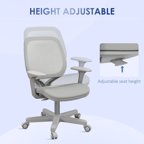 Vinsetto gray mesh office chair with adjustable height armrests and 360 swivel wheels perfect desk chair for home office