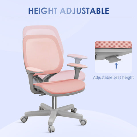 Vinsetto pink mesh office chair with gray frame and adjustable height perfect desk chair for home office or study