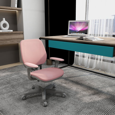 Pink vinsetto office chair with breathable mesh, gray metal frame, casters, adjustable height, perfect desk chair for home use