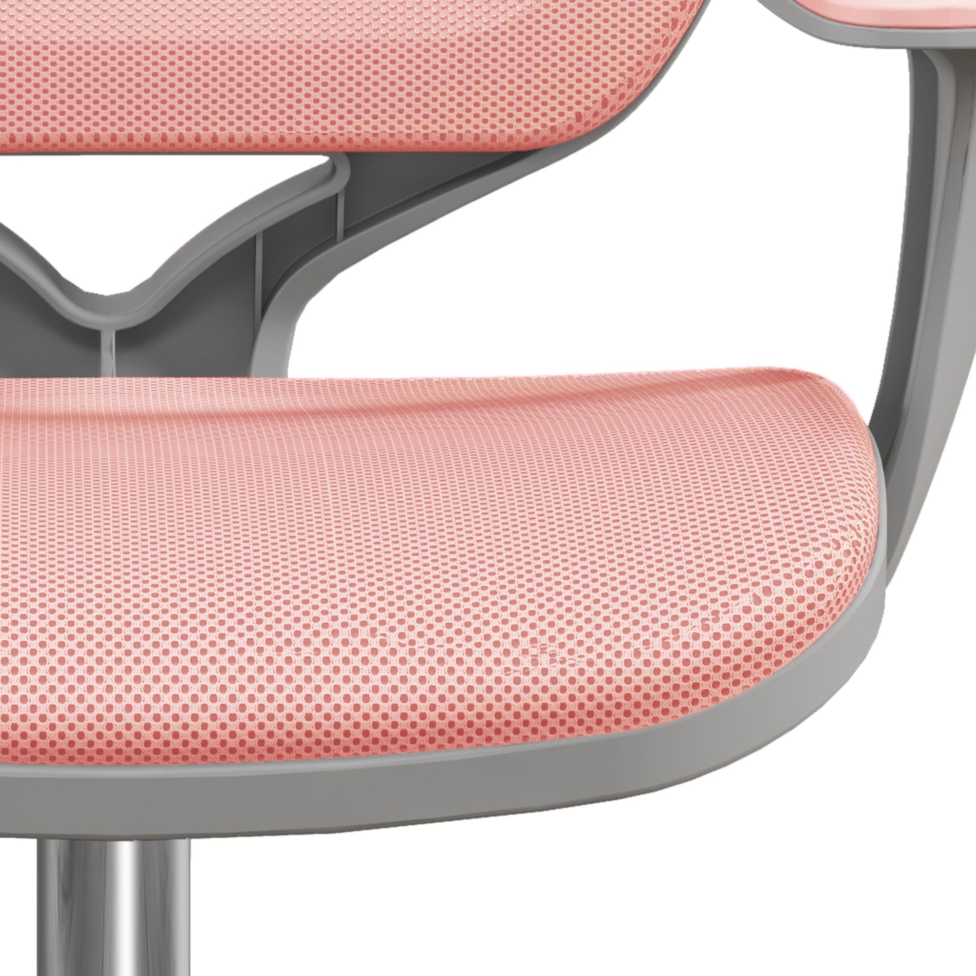 Vinsetto pink office chair with breathable perforated mesh seat and backrest and gray plastic frame for desk use
