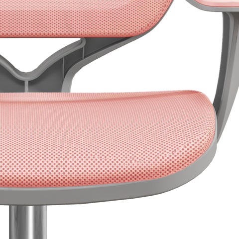 Vinsetto pink office chair with breathable perforated mesh seat and backrest and gray plastic frame for desk use