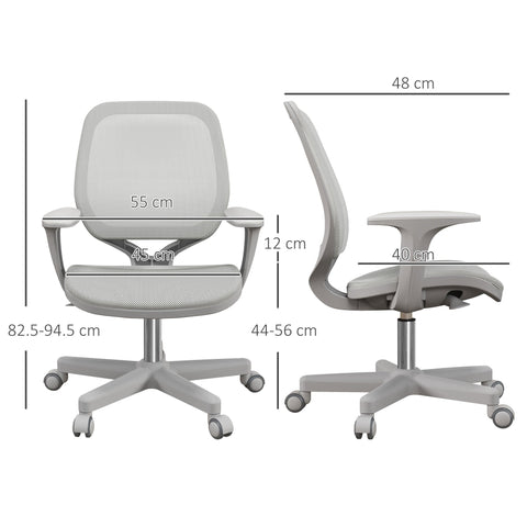 Vinsetto office chair gray mesh desk chair with adjustable height and sleek metallic base for home office use