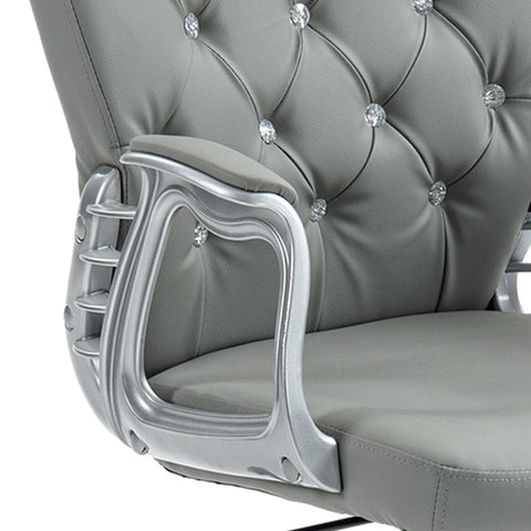Vinsetto Office Chair Ergonomic 360\'c2\'b0 Swivel PU Diamante Padded Base 5 Castor Wheels for Home Work Grey