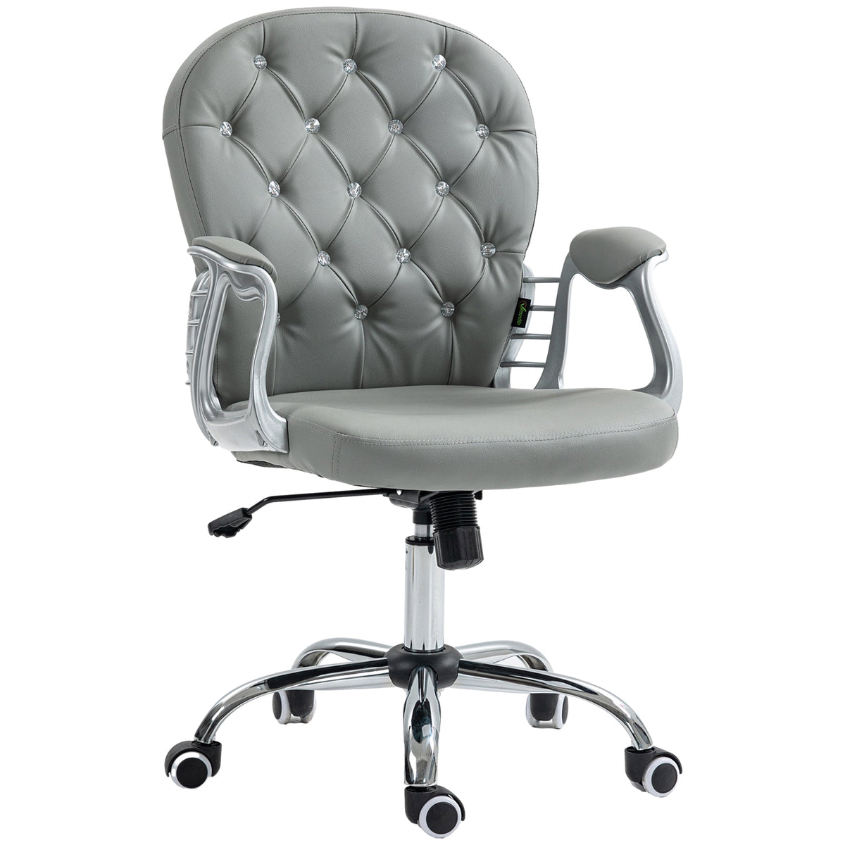 Vinsetto Office Chair Ergonomic 360\'c2\'b0 Swivel PU Diamante Padded Base 5 Castor Wheels for Home Work Grey