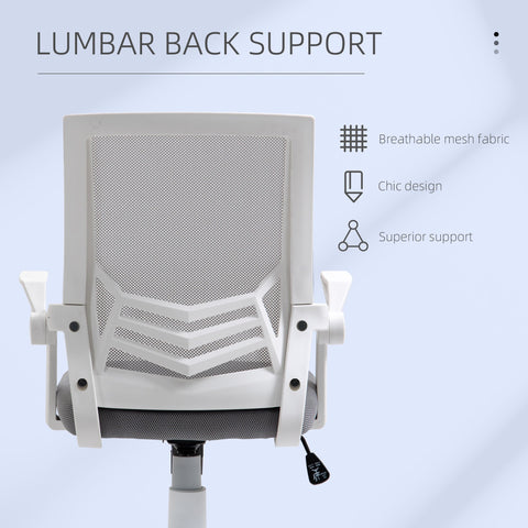 Vinsetto grey office chair with breathable mesh back, adjustable height, lumbar support, and five wheels for home or office use