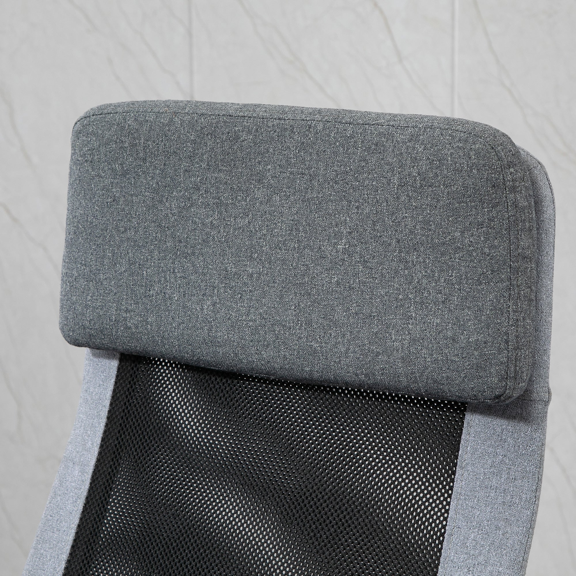 Gray textured fabric headrest with subtle woven pattern on vinsetto office chair for home study with line design