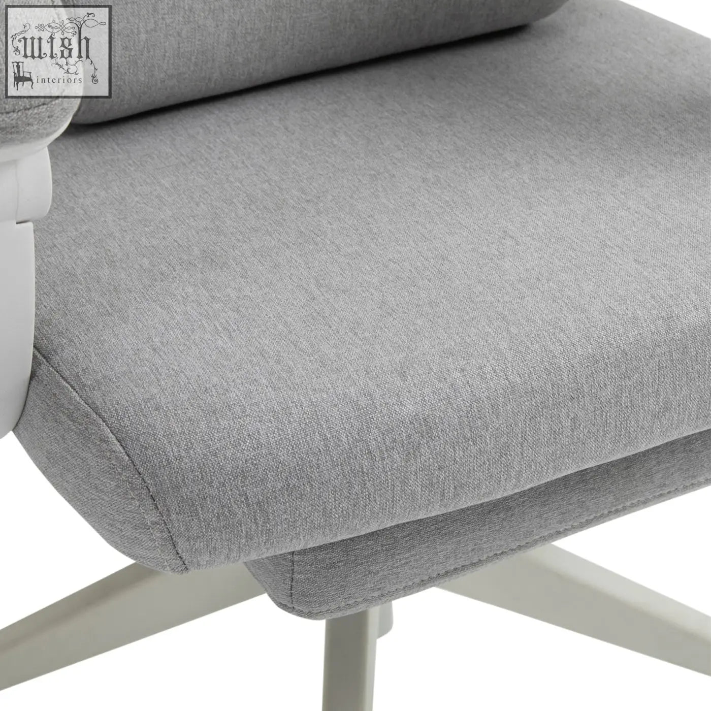 Gray textured fabric vinsetto office chair with white metal base ergonomic high back for home and study use