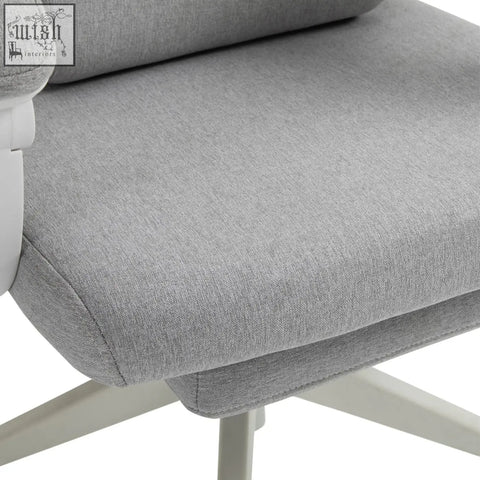 Gray textured fabric vinsetto office chair with white metal base ergonomic high back for home and study use