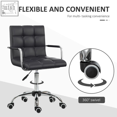 Black vinsetto office chair with chrome frame five-wheel base under-seat lever adjustable height for study or vanity use