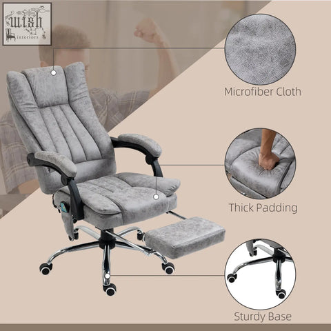 Vinsetto gray microfiber office chair with thick padding adjustable height six vibration massage and heat for home office