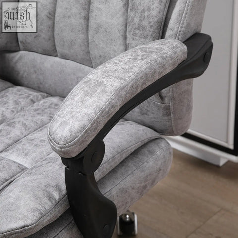 Vinsetto office chair with adjustable height gray faux leather and six vibration massage for home office use