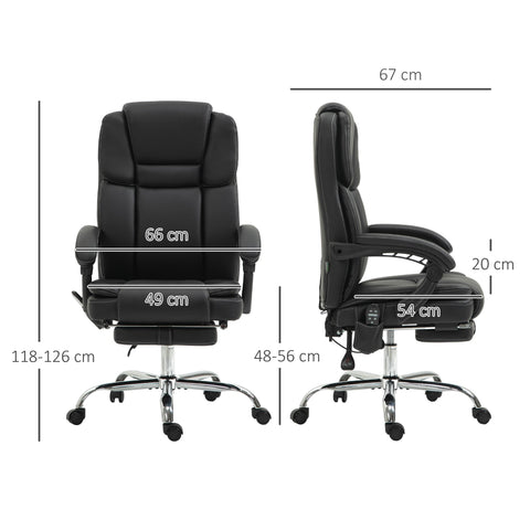Black vinsetto office chair with adjustable armrests footrest six point massage points and three modes in leather