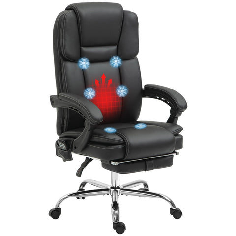 Vinsetto black leather office chair with six point vibrating massage and three modes for all day comfort