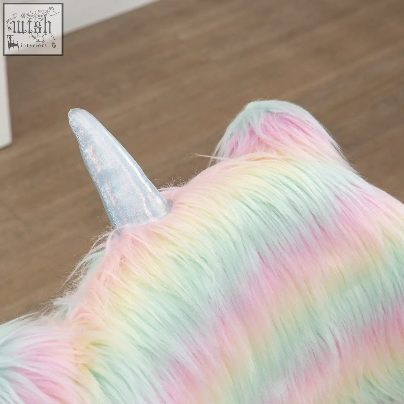 Vinsetto home office chair with rainbow faux fur plush unicorn design shiny silver horn and swivel wheels