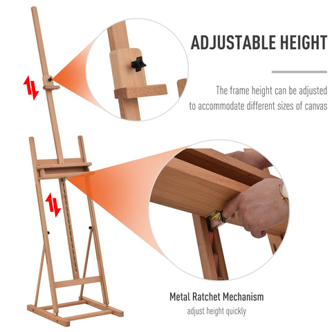 Vinsetto light brown beech wood artist easel with square base and adjustable height for painting and display use