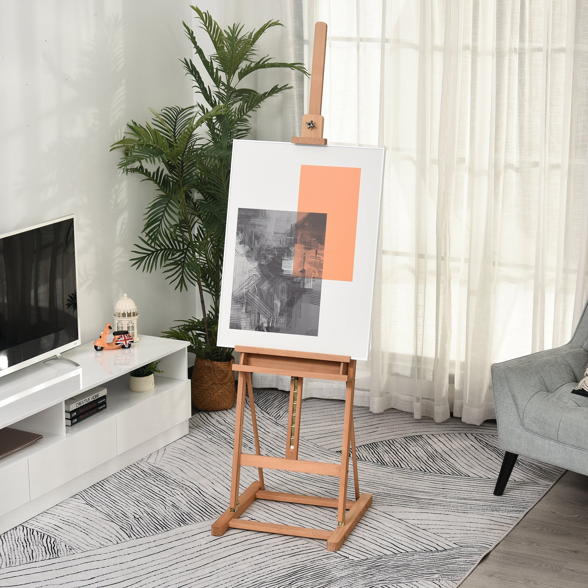 Vinsetto beech wood artist easel with adjustable height and angles featuring a nature wood finish and square base