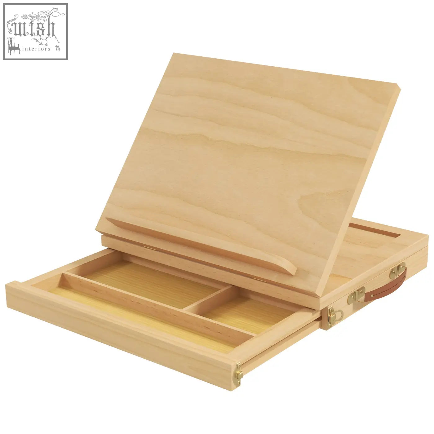 Vinsetto light-colored wooden table easel box with adjustable angle and storage drawer for painting and sketching