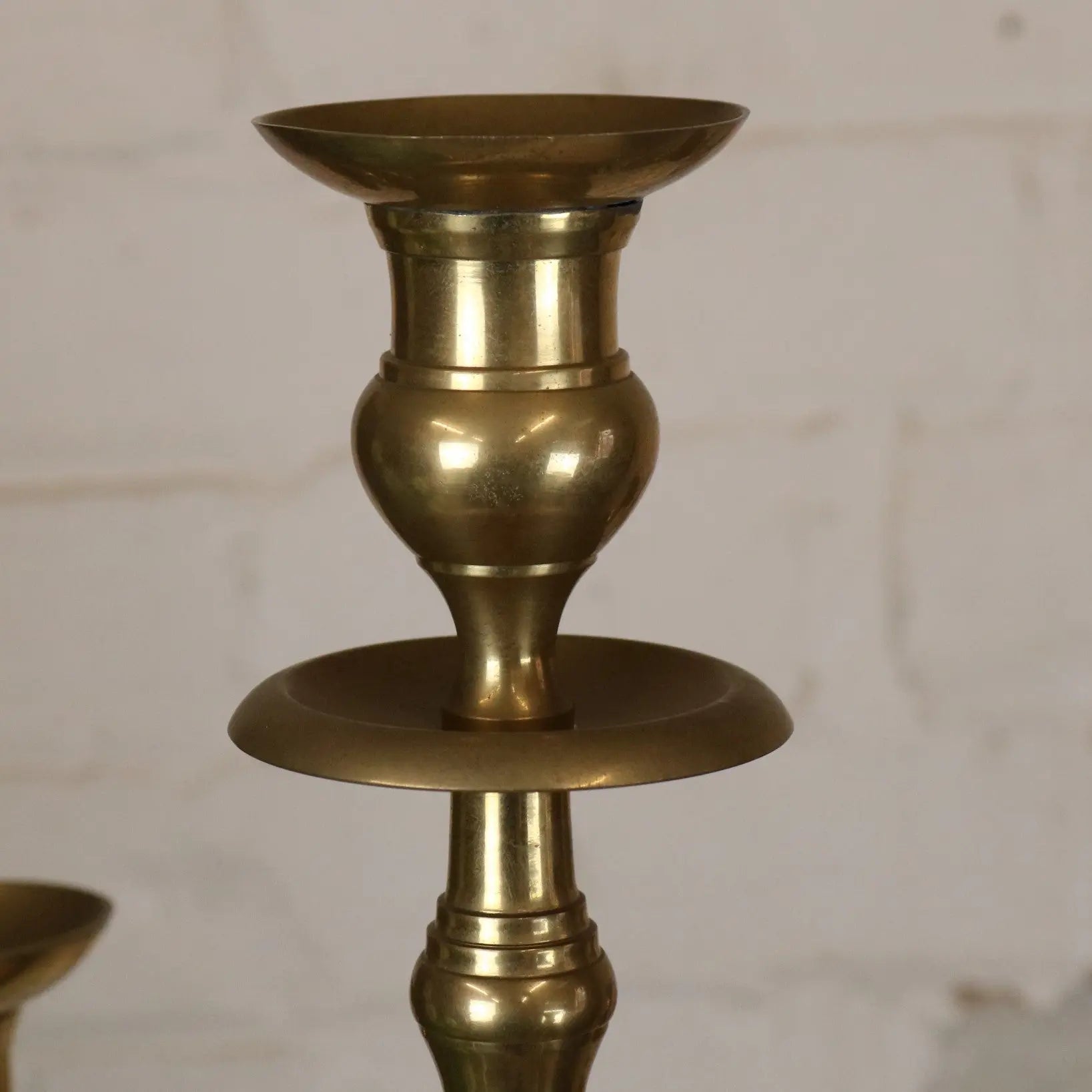 Vintage brass candelabra 100cm with 5 candle holders featuring a polished reflective surface and classic ornate design