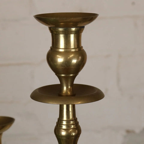 Vintage brass candelabra 100cm with 5 candle holders featuring a polished reflective surface and classic ornate design