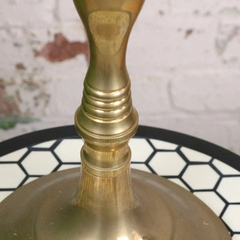 Vintage brass candelabra 100cm with polished golden finish and ridged detailing on stem for elegant decor
