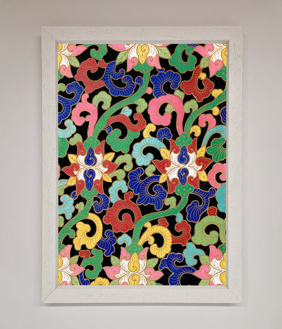 Vintage Flower Swirls Framed Wall Art