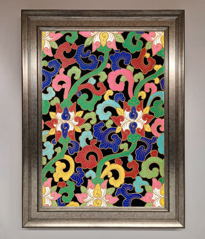 Vintage Flower Swirls Framed Wall Art